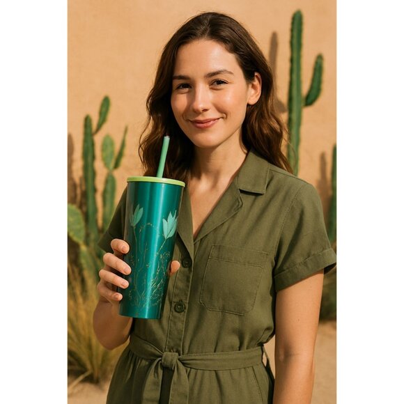 Starbucks Spring 2022 Cactus Stainless Steel Travel Tumbler Cup Grande 16 Fl Oz - Picture 14 of 14